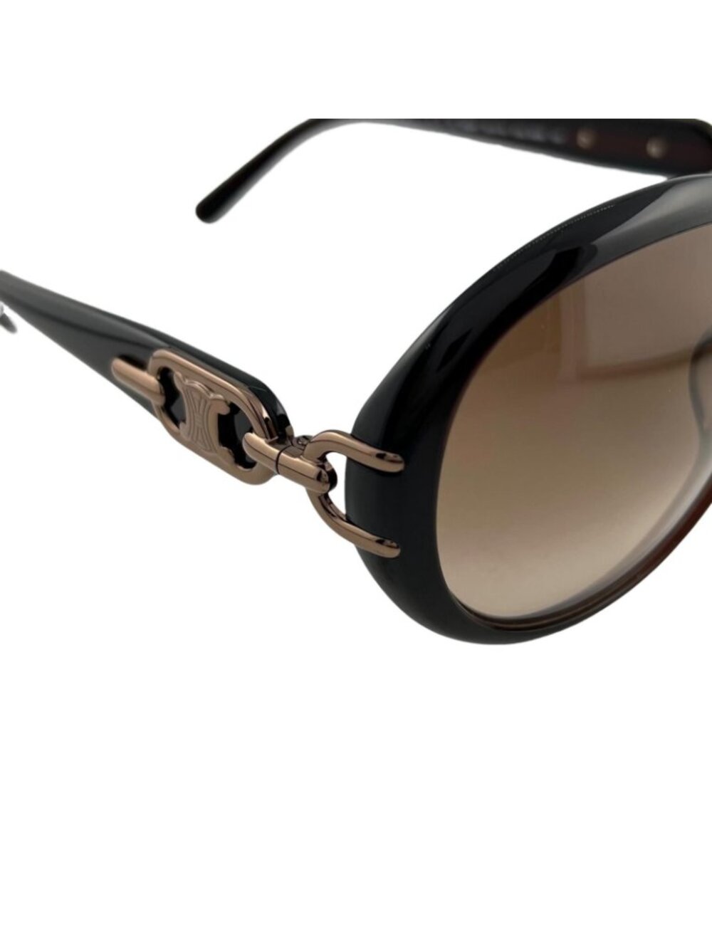 Celine Triomphe Acetate Brown Sunglasses Gold Eyewear - Picture 6 of 12
